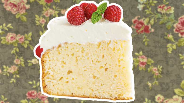 Tres leches cake with raspberries