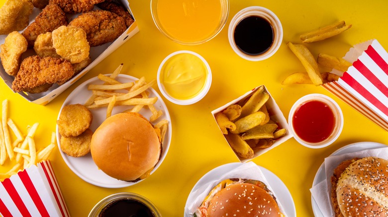 Chicken sandwiches, nuggets, and menu items from fast food chicken chains