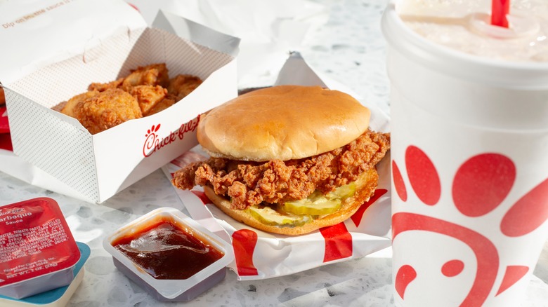 Several Chick-fil-A menu items