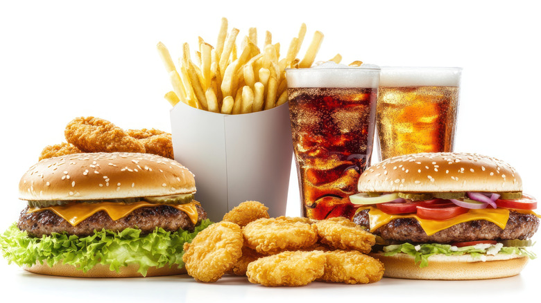 Variety of fast food menu items