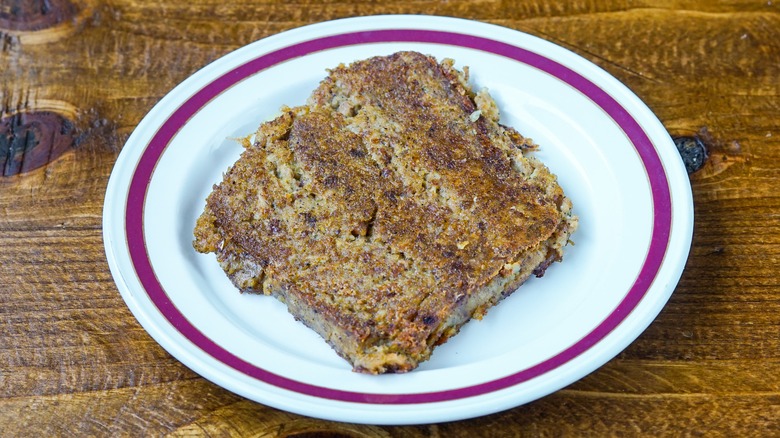 Scrapple plate on table