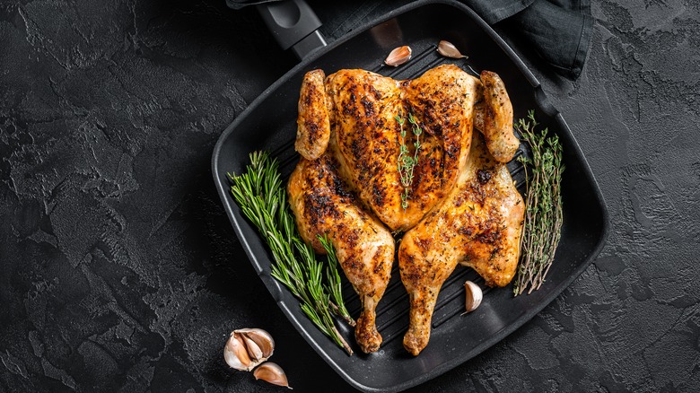 Spatchcocked chicken