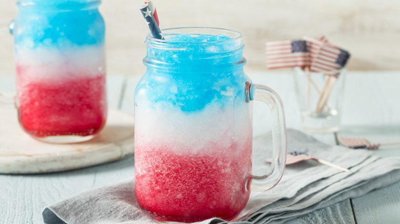 Red white and blue slushie drinks