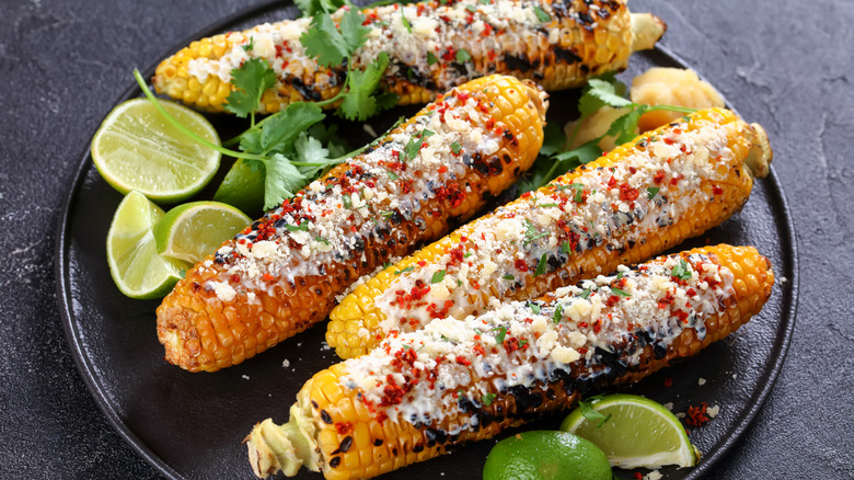 Mexican street corn with lime and cilantro