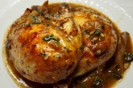 Coq au vin, with some current liberties.