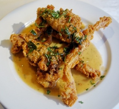 Frog legs from Herbsaint Restaurant, New Orleans.