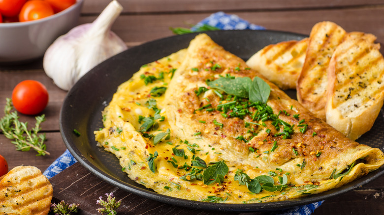 Fluffy omelet on a plate