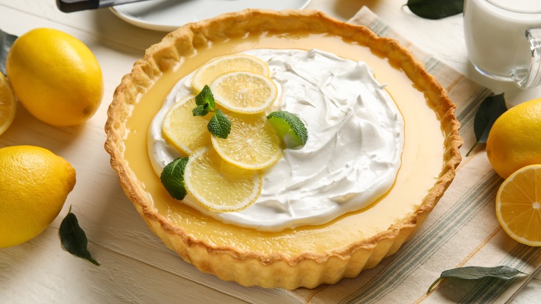 lemon tart with fresh whipped cream