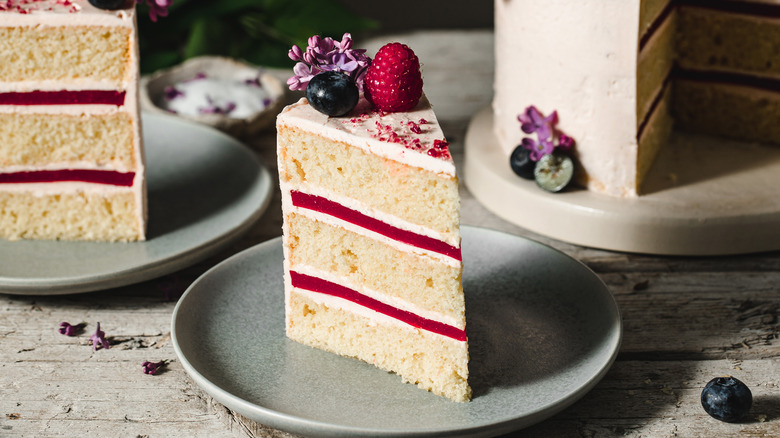 jam-filled white layer cake 