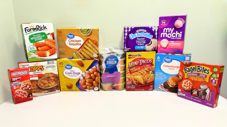 Selection of frozen supermarket snacks