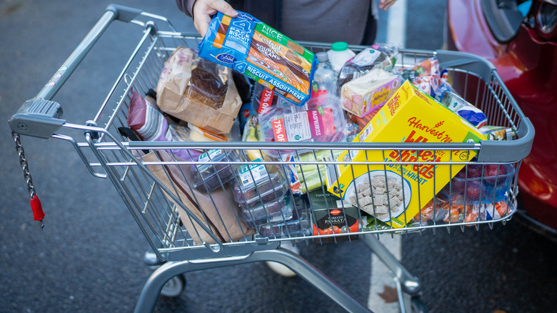 shopping cart with aldi products