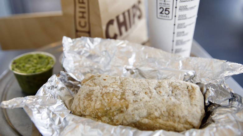 Chipotle burrito meal on platter