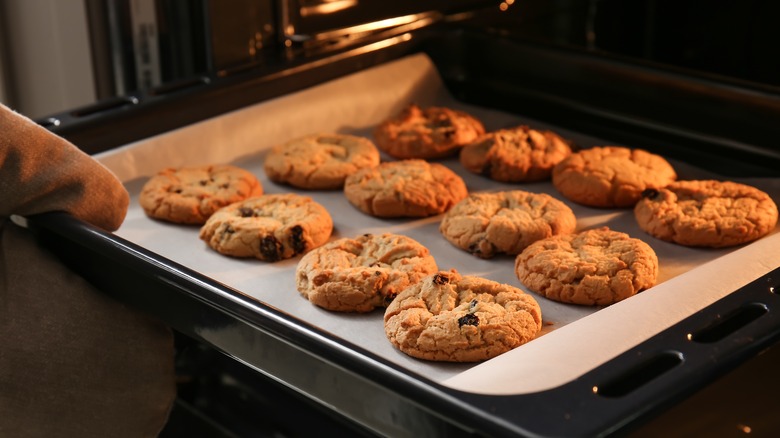 Cookies pulled out of oven