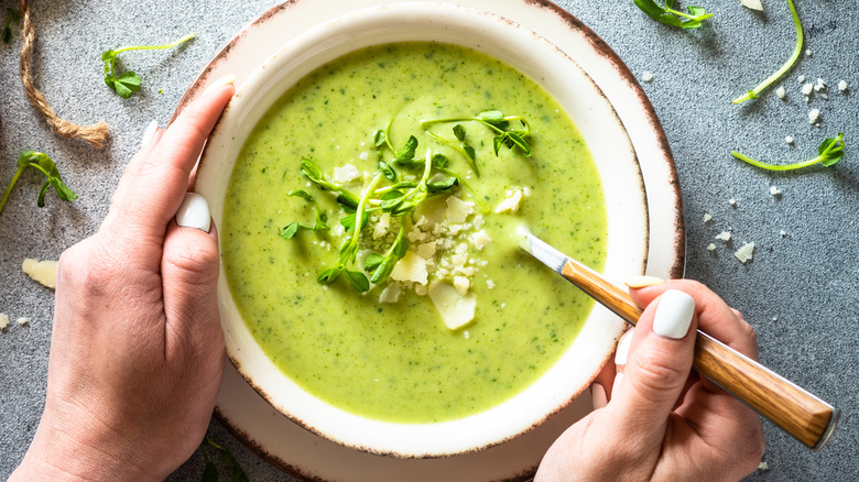 Bowl of soup with parmesan