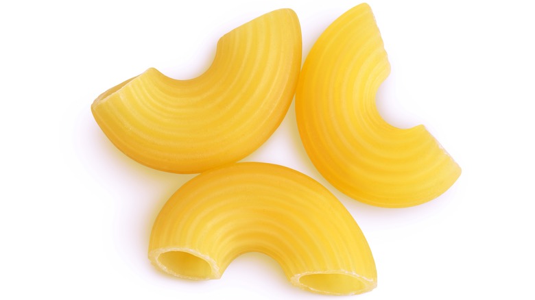 three macaroni noodles