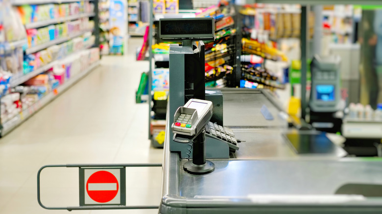 Cashier counter at supermarket