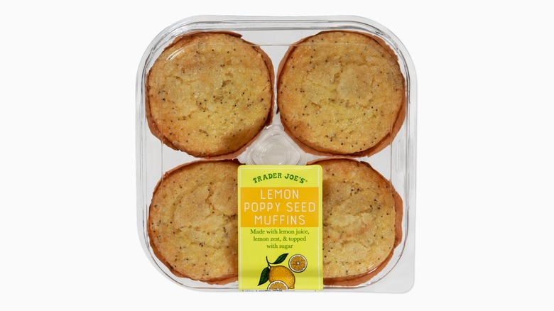 A package of 4 Trader Joe's lemon poppy seed muffins