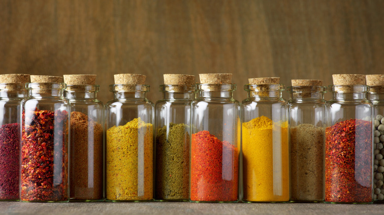 spices in glass jars