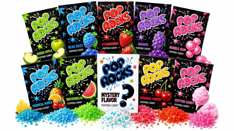 Multiple packages of assorted Pop Rocks flavors