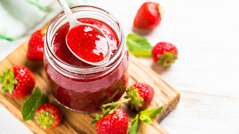 jar of homemade strawberry jam