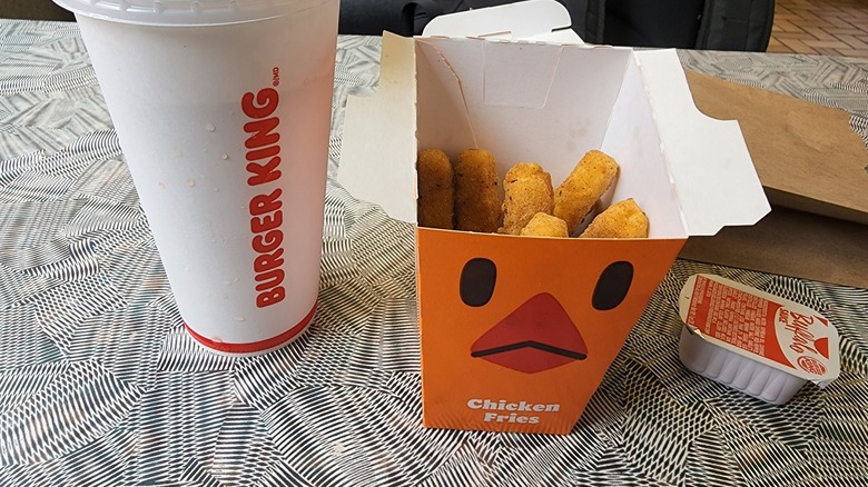 soda and boxed chicken fries