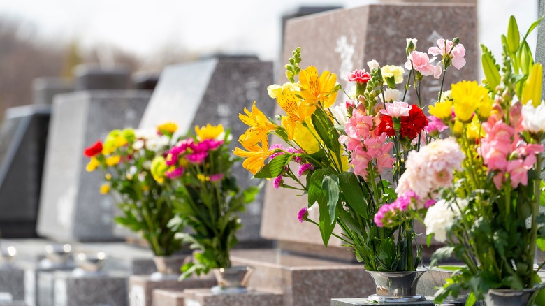 Flowers at cemetery