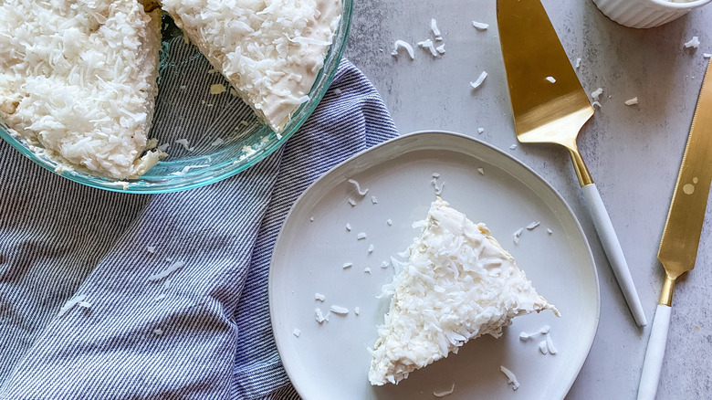 White christmas pie slice on plate