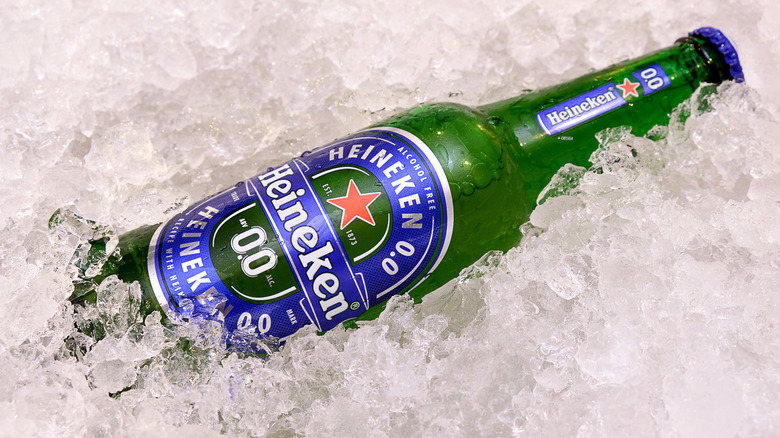 bottle of Heineken 0.0% on ice 