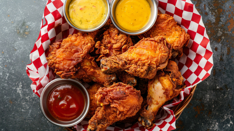 Fried chicken in a basket