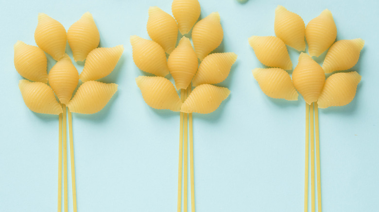 Pasta laid out shape of trees 