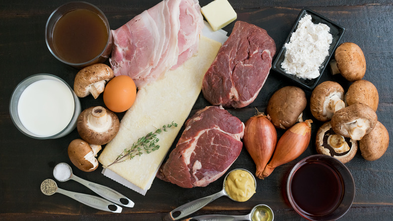 Ingredient spread for Beef Wellington