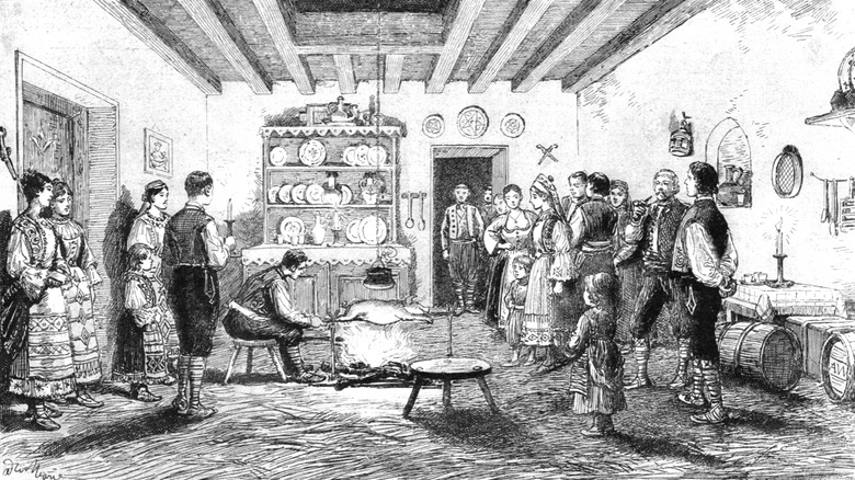 early american print, roast pig