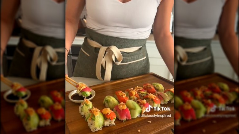 Ice cube tray sushi rolls