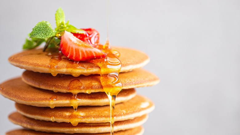 Pancake stack with fruit 