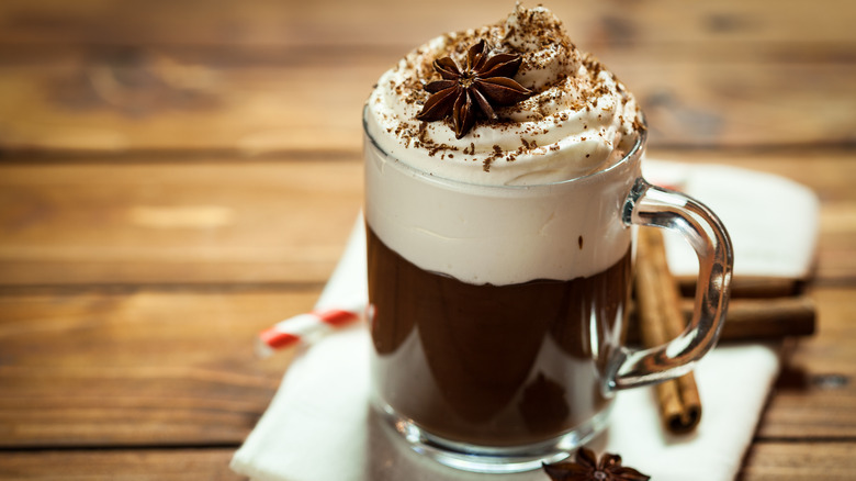 Mug of hot chocolate with whipped cream