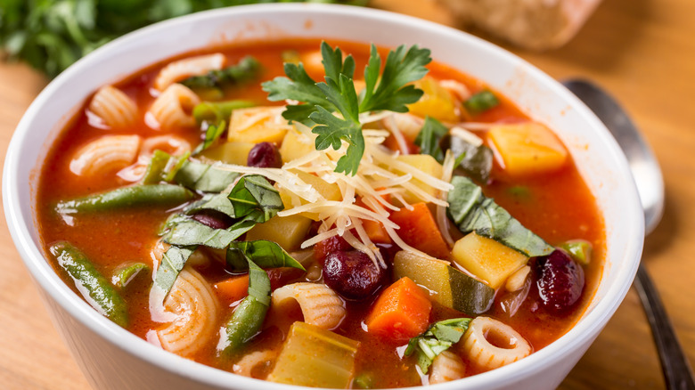 Bowl of minestrone soup 
