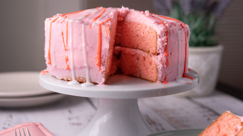 Cake with pink buttercream