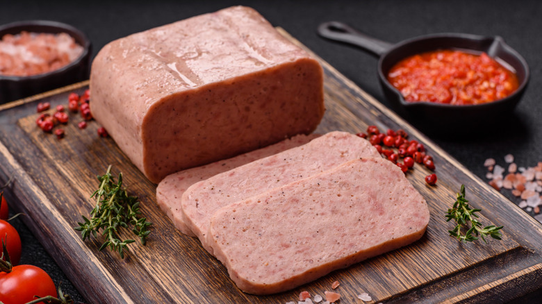 Spice Spam on a  cutting board