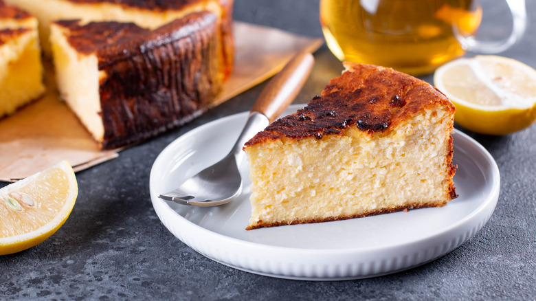 Slice of Basque cheesecake