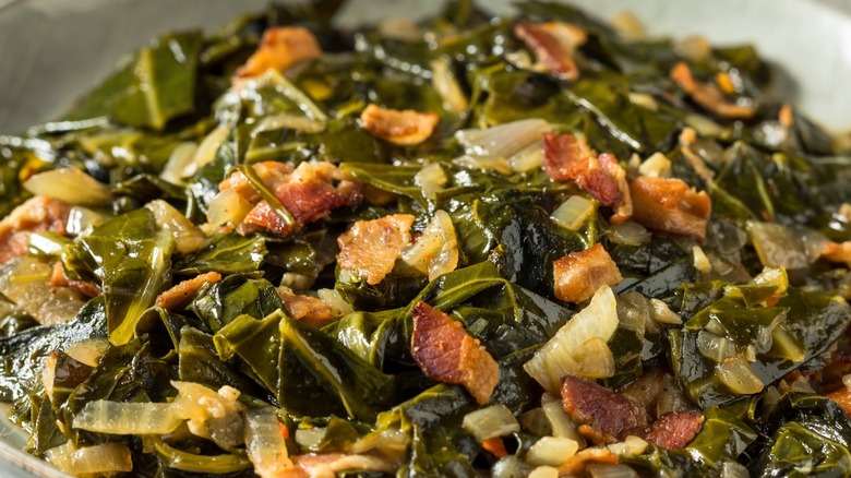 collard greens with bacon bits