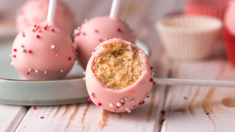 Pink cake pops with sprinkles