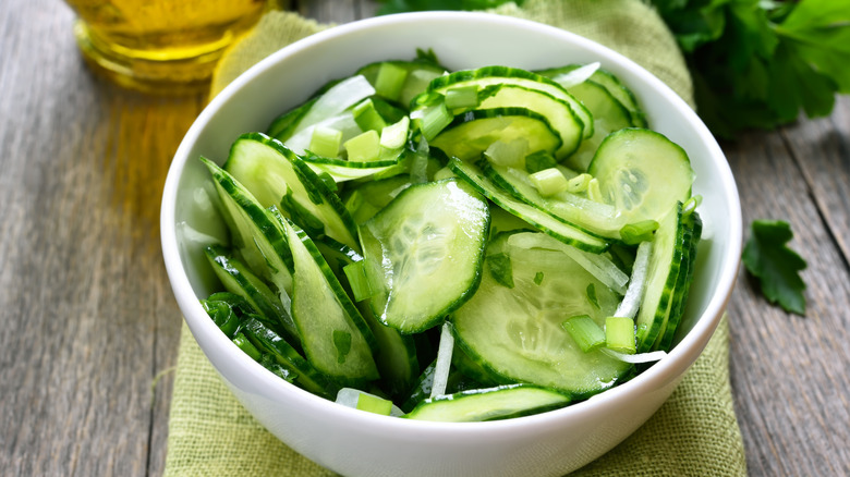 Cucumber salad in a bowl