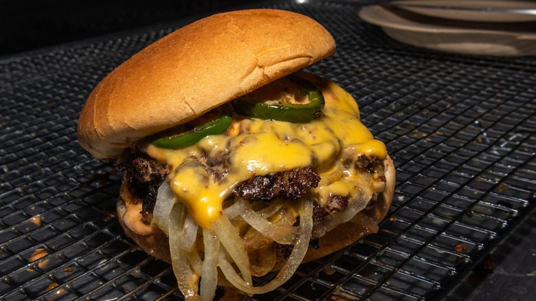 Gooey onion smash burger