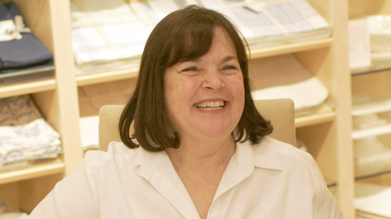 Ina Garten in white blouse, smiling