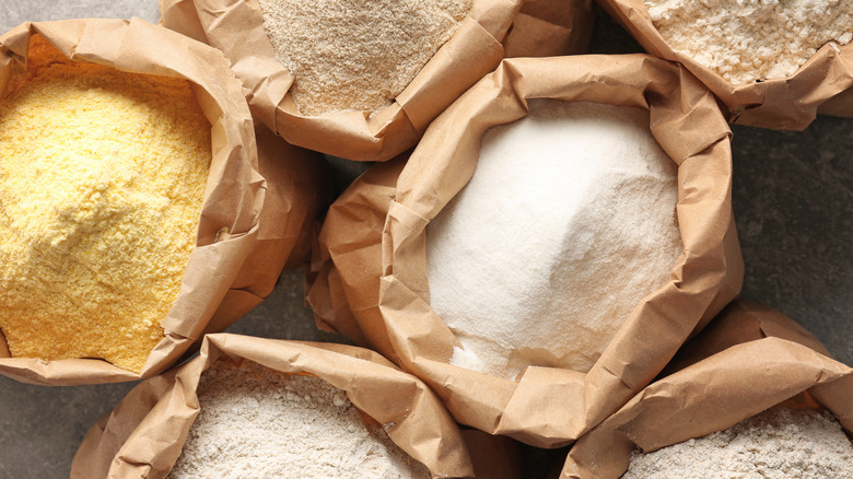 Bags of various bulk flour