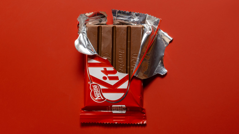 An opened KitKat bar