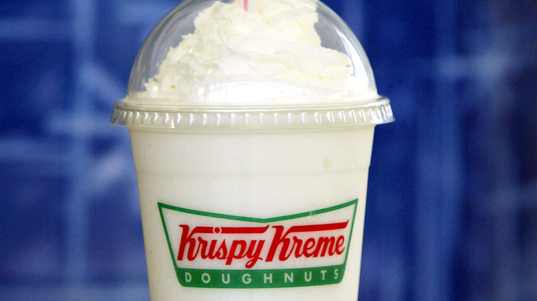 A Krispy Kreme box on a yellow background