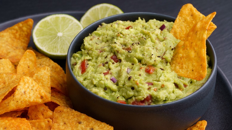 Guacamole dip and chips