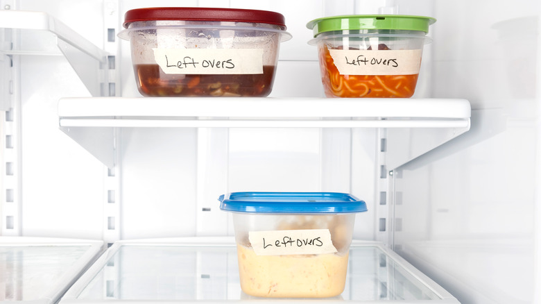 Tupperware leftovers in refridgerator