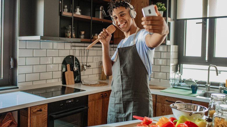 Home chef taking selfie